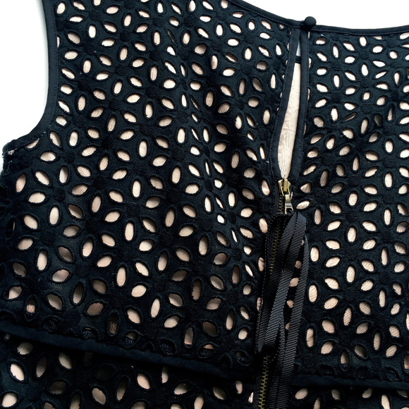 Ann Taylor LOFT Eyelet Dress in Black/Peach - Picture 3 of 6